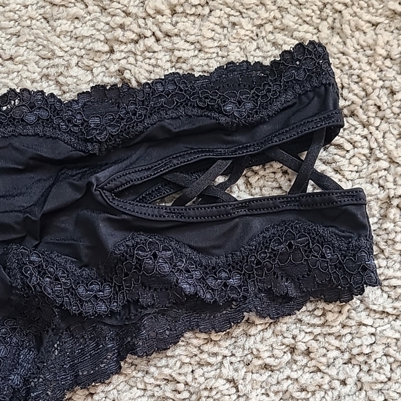 NWOT Victoria's Secret Black Strappy Satin Cheeky Panties - Picture 5 of 11